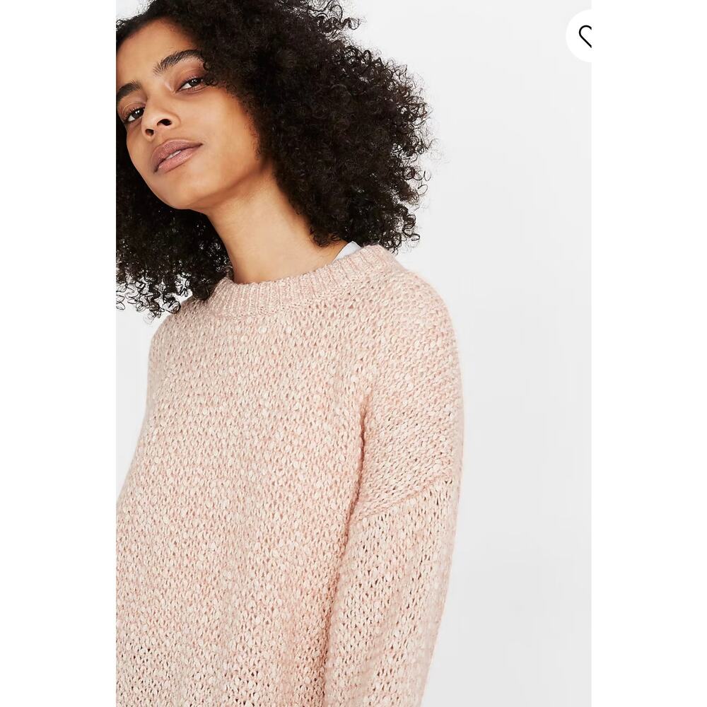 Madewell Baez Pullover Sweater pink white knot size Xs #AC793 $98